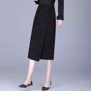 엘럽 스커트 여성용 롱 자가드 H라인 앞트임 뒤 밴딩 힙업 원단 박템1