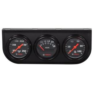 BOSCH SP0F000054 스타일 라인 2인치 트리플 게이지 키트(블랙 다이얼 페이스, 블랙 베젤)