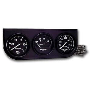오토 미터 2397 오토게이지 블랙 콘솔 오일/볼트/워터 게이지, 2.3125인치, 블랙 다이얼/블랙 베젤