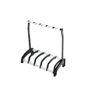 K&M Konig & Meyer 17525.016.00 가디언 5 기타 스탠드 | 견고한 5개의 일렉트릭/베이스 기타 랙 스타일 | 보호 지원 | 공간 절약 | 성인/청소년 음악가용 | 블랙 & 반투명