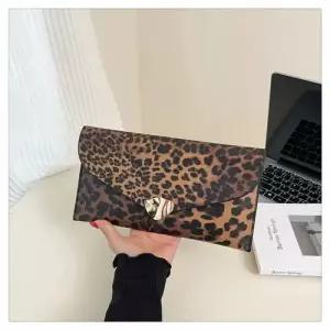 여성용 가을 클러치 대용량 호피 파일 봉투 OP3