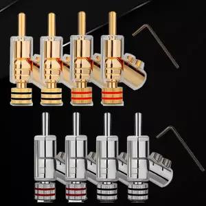 호환 4PCS 45도 바나나 플 커넥터 이중 나사 잠긴 스피커 바나나 플 로듐 도금 잠글 수있는 스피커 케이블