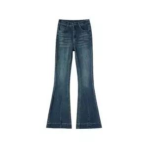 바지 여성용 가을 청바지 와이드 하이웨스트 부츠컷 데님팬츠 말발굽 ST3