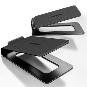 [미국배송] 책상 스피커는 대부분의 책장 스피커를 위한 스탠드 22파운드 용량 16 틸트 앵글 스피커 라이저(방진 패드 포함) 3-4인치 스튜디오 모니터용 컴팩트 PC 스피커용 공간 절약 블랙