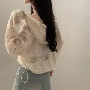 여성 가을 레이스 긴팔 후드 점퍼 스트링 코트 펀칭 OP3