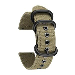 [미국배송] 빈룬 캔버스 시계 밴드 교체용 돛 천 면직물 스트랩 부드러운 퀵 릴리스 블랙 카키 군용 그린 블루와 남성용 블랙/실버 버클 18/20/22/24MM