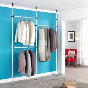 KT 베이직 행거 - 3단원룸 폴대 고정 고정형 스탠드 옷정리 옷방 고정식 드레스 걸이