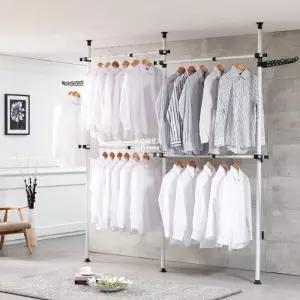 KT 고급형 38mm 행거 - 4단원룸 폴대 고정 고정형 스탠드 옷정리 옷방 고정식 드레스 걸이