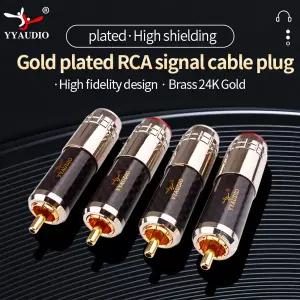 호환 하이엔드 금도금 황동 수 RCA 플 커넥터 어댑터 잠금 장치 포함 하이파이 오디오 비디오 AMP TV AV DV