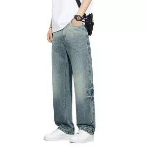 남사친 루즈핏 와이드핏 청바지 배기 라이트 컬러 워싱 나염 사계절 커브드 자수 SPO마켓1