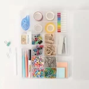 [생활] 다용도 분할 정리함 투명 수납 박스 문구 공구 케이스 칸막이