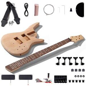 레오 제이엠즈 DIY 일렉트릭 베이스 기타 키트 마호가니 바디 메이플 넥(IB 5현)