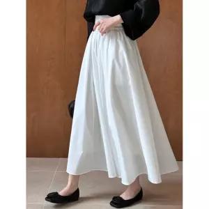 치마 스커트 여자 롱 가을 데일리 A라인 앞단 쉬폰 주름 SPO마켓3