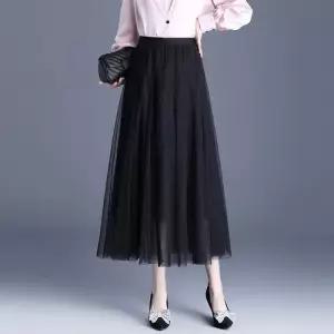 스커트 여자 미디 망사 데일리 쉬폰 패션 커버 봄가을 A라인 밴딩 SPO마켓1
