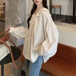 [옷은날개] 루즈핏 넥프릴 벌룬핏 체형커버 긴팔 블라우스