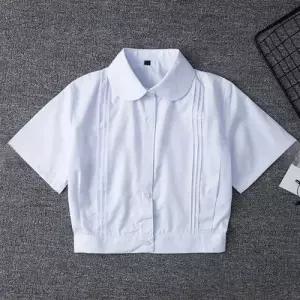 화이트 슬림 미니 여자 반팔셔츠 교복 학생복