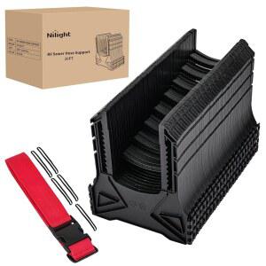 Nilight RV 하수 호스 지지대 20피트 장애물을 피하고 캠핑카 배수를 위한 높이 조절 가능 이 간편하고 스트랩과 고무 밴 고정된 안정적인 깊은 U자형 크래들 검은색