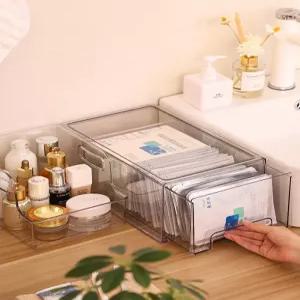 마스크팩 보관함 화장대 서랍장 정리대 투명 수납함
