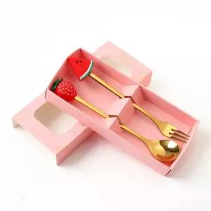 딸기수박 골드 티스푼 티포크 세트 골드티스푼