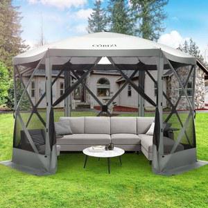 코비지 12x12피트 팝업 즉시 가제보 허브 모기장이 그레이 캠핑용 하우스 말뚝이 바닥 스크린 가방과 12x12 텐트 룸 캐노피 휴대용