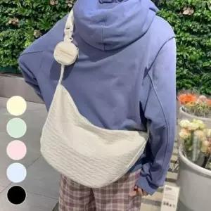 물결 패턴 천 크로스백 여성 숄더 가벼운 옆구리 보조가방