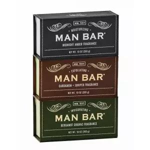 San Francisco Soap Company Man Bar 3피스 선물 세트: 미드나잇 앰버, 카다멈 및 주니퍼, 베르가못 코냑 -