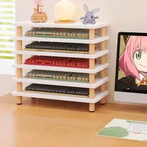 키보드랙 레일 컴퓨터 슬라이드 원목 보관랙 키보드전시대