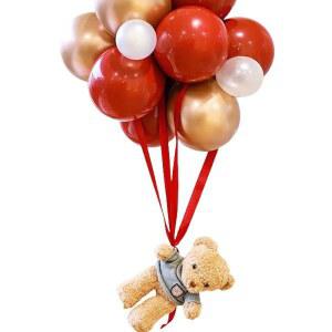 떠있는곰돌이풍선 하늘나는곰돌이풍선 기념일 벨벳 곰돌이 별이 벽걸이 열기구 해피웨딩