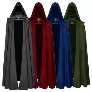 남성 망토 중세 후드코트 고딕 롱 할로윈 트렌치
