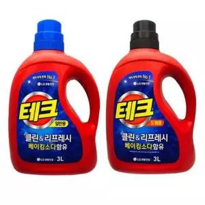 테크 세탁 세제 표백 세탁기 빨래 액체 세제 클린 3L