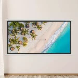 벽걸이 빔프로젝터 스크린 60형 화이트 영상 가정용 장비 기기