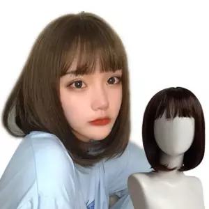 일자 앞머리 단발가발 여성가발 티안나는 미용 헤어 코디