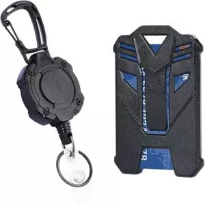 헤비 듀티 리트랙터블 클립과 클리어 카드 창이 있는 XAMEA ID 배지 홀더 전술 카라비너 키체인 31.5인치