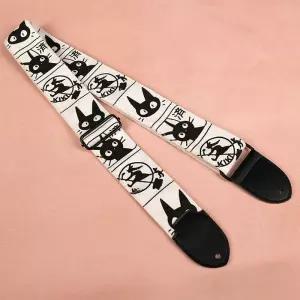 고양이 일렉기타 어깨끈 스트랩 어쿠스틱 로고