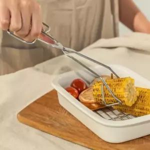 (옵션 실버)가위형 캠핑 주방 집게 튀김 삼각 집게 요리용 스텐 샐러드