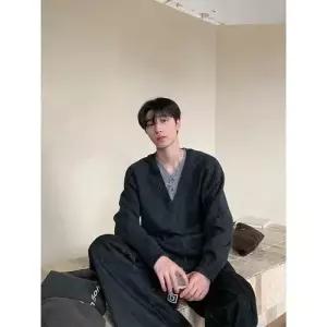 남사친 니트 이너 가을 페이크 투피스 코트 풀오버 브이넥 댄디 SPO마켓3