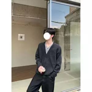 남사친 니트 가을 투피스 페이크 코트 차콜 브이넥 댄디 V넥 SPO마켓3