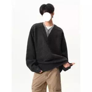 남성 니트 울 가을 투피스 댄디 브이넥 올드 첸펑신구이 가짜 스웨터 고지감 커플 카디건 SPO마켓3