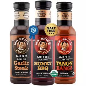 미스터 스파이스 오리지널 3팩 소금 프리 허니 바비큐 갈릭 스테이크 탱글뱅 핫소스 텐 소스 그릴용