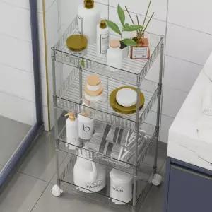 심플리 투명 4단 이동식 선반(39x27cm)거실 주방 베란다 다용도실 인테리어 플라스틱 DIY 조립 진열대