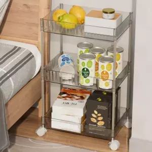 심플리 투명 3단 이동식 선반(39x27cm)거실 주방 베란다 다용도실 인테리어 플라스틱 DIY 조립 진열대