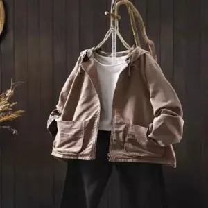 여친 면 캐주얼 가을 빈티지 야구 점퍼 후드 코트 포켓 쇼트 트렌치 SPO마켓3