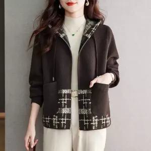 여성 모직 캐주얼 쇼트 점퍼 코트 집업 시크 아웃도어 야구 후드 여춘추동 SPO마켓3