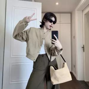 여친 카키 모직 캐주얼 가을 숏 점퍼 재킷 야구 코트 복 SPO마켓3