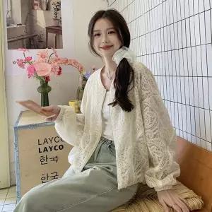 여자 캐주얼 봄 야구 점퍼 레이스 펀칭 루즈핏 재킷 SPO마켓1