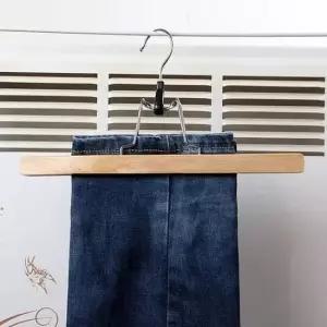 [생활] 집게형 일자 원목 바지걸이 3p 바지걸이행거