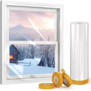 창문 단열 키트 양면 테이프가 있는 63인치 x 20피트 길이 필름 겨울용 단열재를 위한 플라스틱 RV 단열재