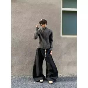 빈티지 캐주얼 남성용 니트 카디건 집업 포켓 하이넥 댄디 스포M1