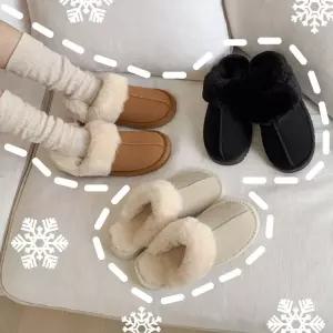 슈즈플랜 통굽 털 스트랩 샌들 3cm