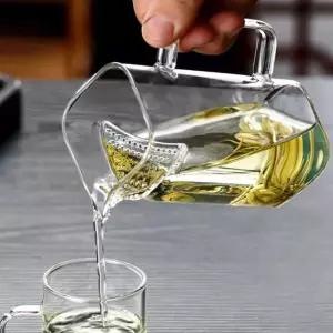 거름망일체형 내열 유리 차포트 겸 숙우 공도배 400ml